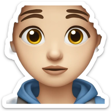 Tired Girl with Brown Hair and blue eyes sticker