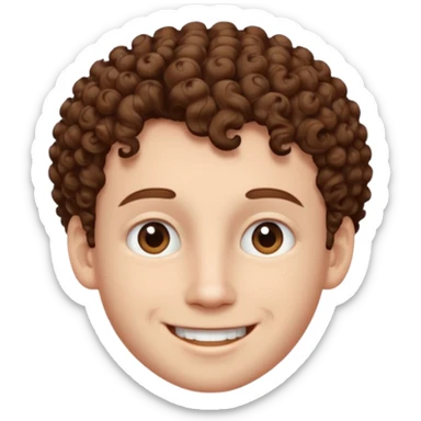 Create an emoji of YouTuber DavidMC's face - he has hair with short sides but a curly top, it is brown. It is not super curly and he has white skin sticker