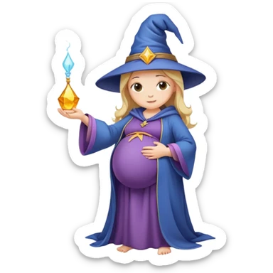 pregnant wizard holding her tummy sticker