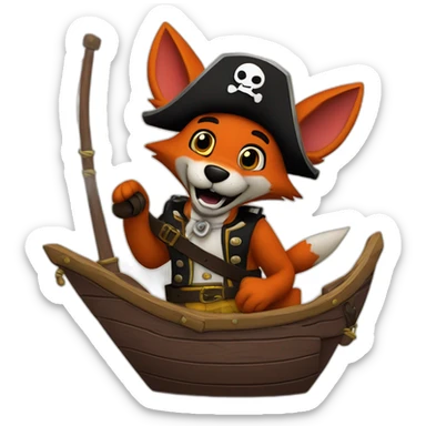 Foxy from five nights at Freddy’s￼ riding a pirate ship ￼ sticker