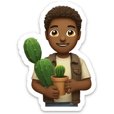 Trey holding a cactus  sticker
