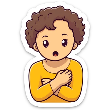 Black girl with her hands crossed a chocking her neck with short curly hair  sticker