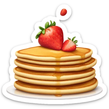 Pancake with strawberry sticker