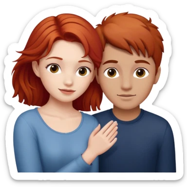 Red haired girl with brown hair boy romance sticker
