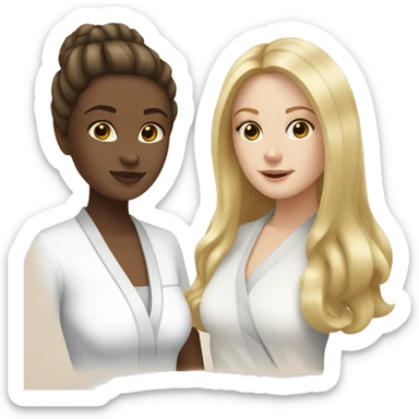 Blonde white girl and brunette white girl spa dat sticker