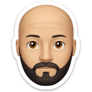 Bald fully squared head man with black beard sticker