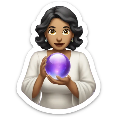 Latina Woman psychic with crystal ball in hands sticker