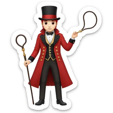 Ringmaster – Man in red coat and top hat, holding a whip or mic, full body sticker