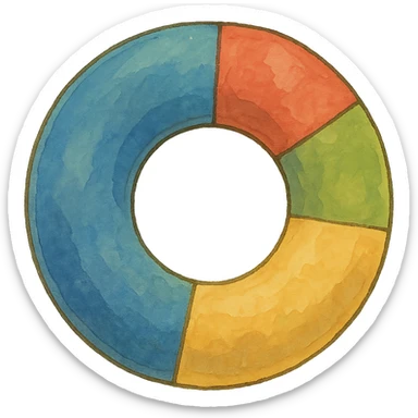 ghibli style painterly and whimsical donut chart sticker