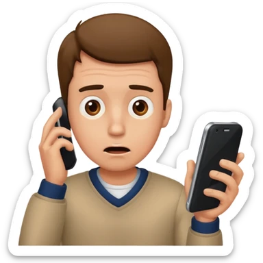 a guy confused why someone is showing him a phone sticker