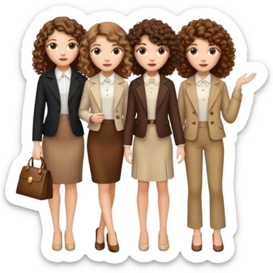 3 white girls, all of off this with brown hair but one whit straight one whit curly and one whit very curly(aesthetic)and chic clothes sticker