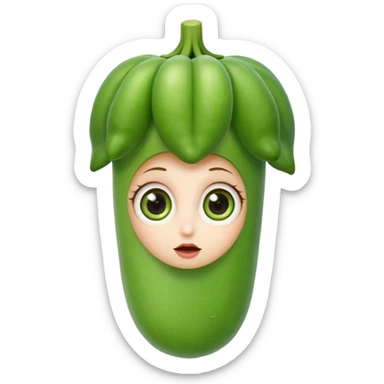 lady finger vegetable keeping the shape normal with big eyes sticker