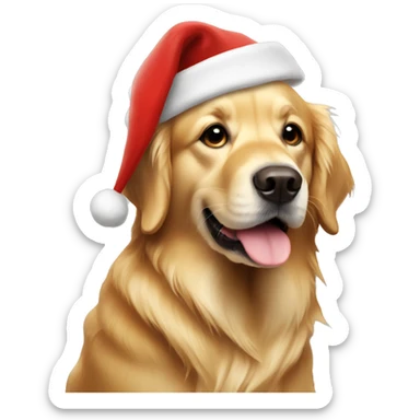Golden Retriever with Santa hat sticker