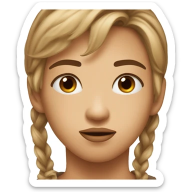 a face with brown light hair and i want an eyebrow raised and the face slightly tilted with the lips puckered up sticker