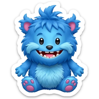 Huggy Wuggy character from Poppy Playtime, blue furry monster with big smile sticker