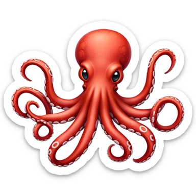 Red octopus with candy cane striped tentacles sticker