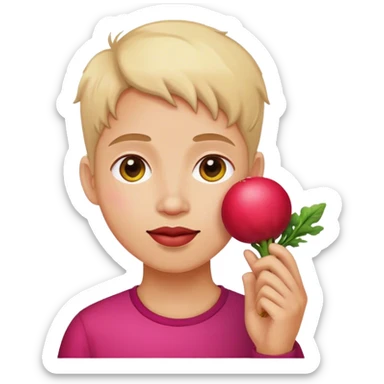 red radish round on an ear of human  sticker