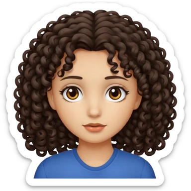 a girl with curly dark brown hair and dark brown eyes sticker