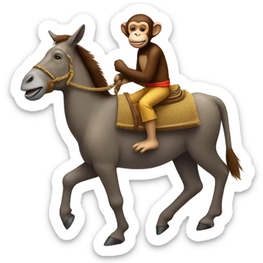 Monkey riding a donkey  sticker