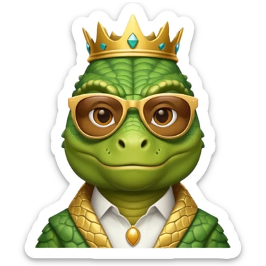 rich capitalist iguana king gold sunglasses sticker