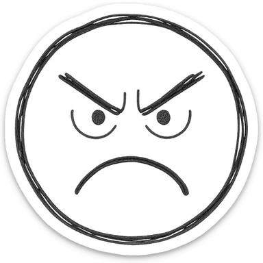angry face, hand drawn, sketchy lines sticker