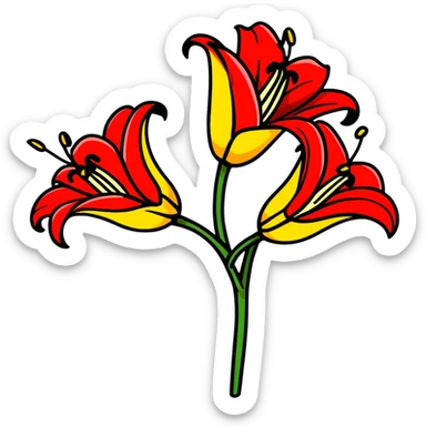 red and yellow lily flower sticker