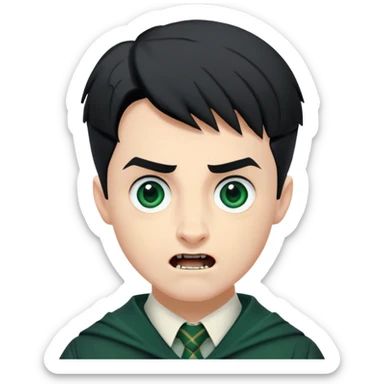 Jamie Yeates is Marcus Flint in harry potter, wear hogwarts slytherin uniform, short black hair, bulky face, often grimacing and showing buck teeth growl menacingly sticker