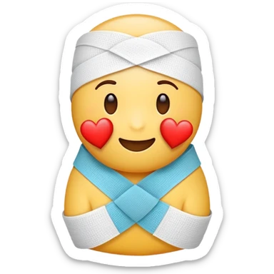 A cute "get well soon" emoji with a heart wearing a bandage sticker