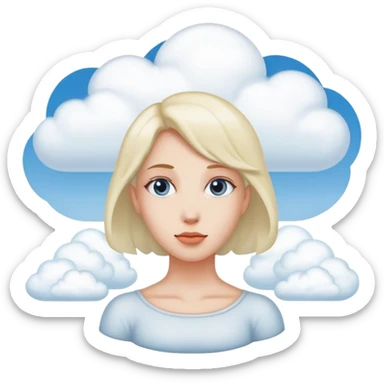 Woman with clouds instead of head from shoulders up sticker