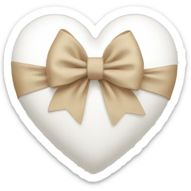 white heart with beige bow sticker