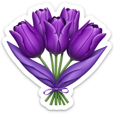 purple tulip bouquet with purple translucent paper wrap sticker
