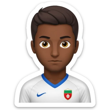 Persian soccer player in full soccer team kit without soccer ball sticker