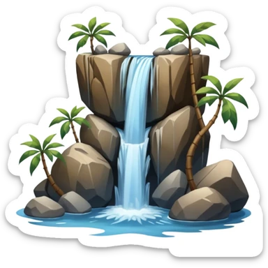 waterfall with rocks and no plants sticker