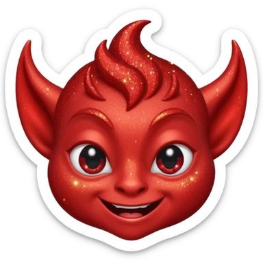 red glitter imp happy winking an eye sticker