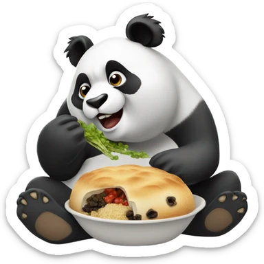 Panda stuffing their face with food sticker