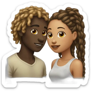 Light skinned man with locs kiss dark skinned girl with acne sticker