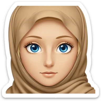 Blond girl blue eyes wearing niqab long eyelashes  sticker