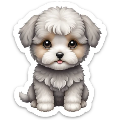 Grey  cute maltipoo puppy sticker