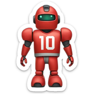 red robot wearing jersey number 10 sticker