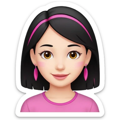 girl with black hair and pink streak by ear sticker