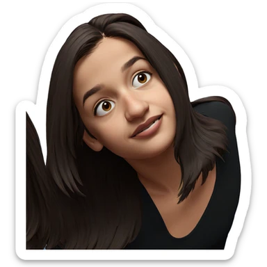 happy girl with brown hair sticker