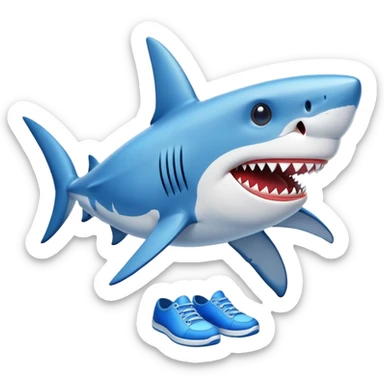 un tiburón con zapatos azules sticker