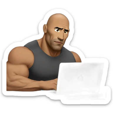 The rock with a MacBook thinking sticker