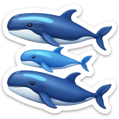 Draw a marine theme with whales for atmospheric and aesthetic stickers. Various shades of blue and a slight glow sticker