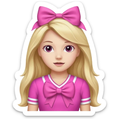 All star cheerleader long hair pink bow  sticker