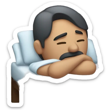 A sick man sleeping on bed sticker
