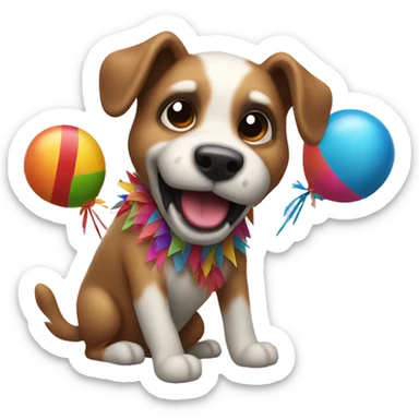 Dog hitting a piñata sticker