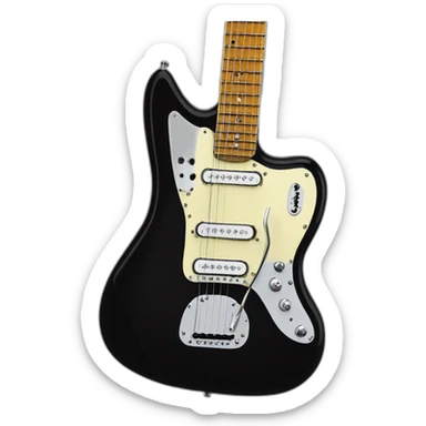 hyper realistic black fender jaguar guitar with single coils pickup and black pickguard sticker