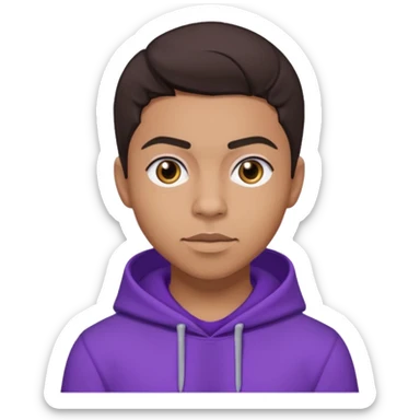 Quincy Brown with dark brown hair, light tan skin, purple outfit sticker