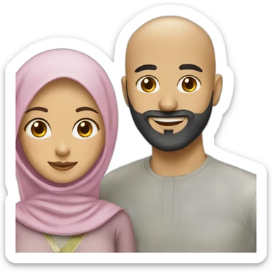 Muslim bearded bald man and hijab wife sticker